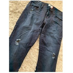 Cabi Dark Denim Distressed Skinny Jeans